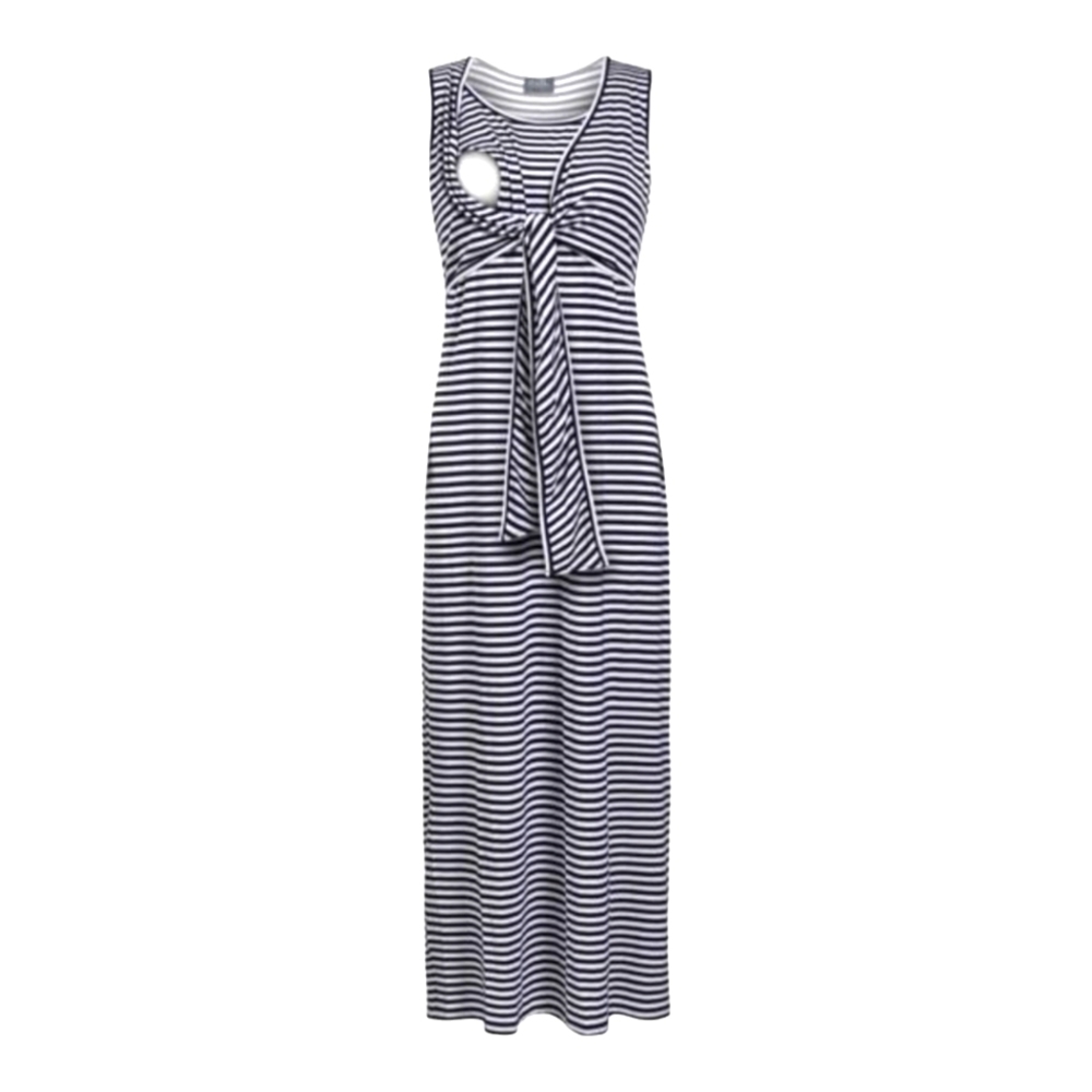 Milk Nursingwear Navy and White Striped Maxi Dress Size XL EUC